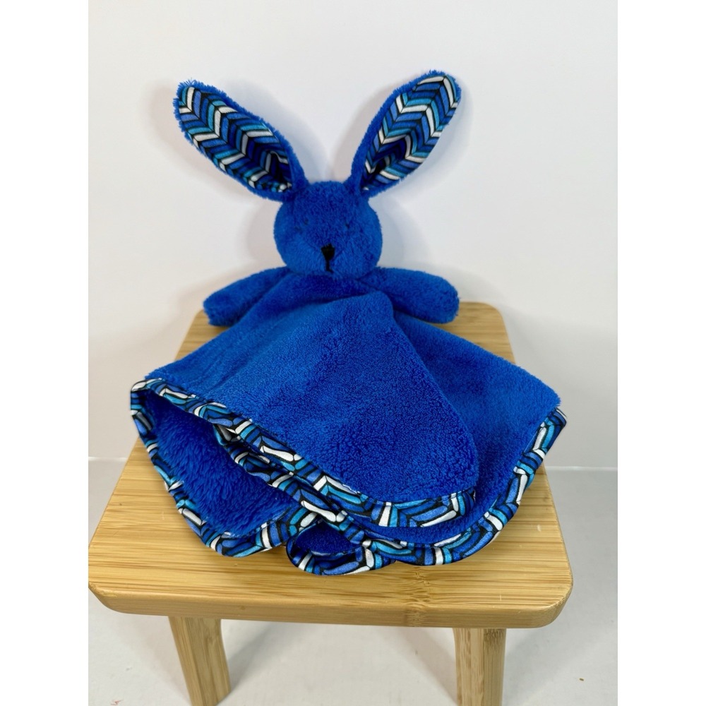 RARE Vera Bradley Bunny Lovey Security Blanket Navy Chevron Satin Trim Bayou‎